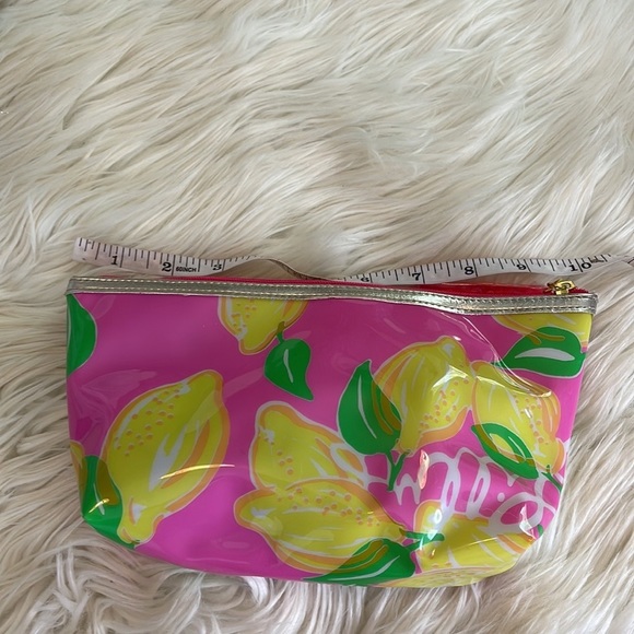 Lilly Pulitzer for estée lauder lemon pink preppy make up travel toiletries bag - Picture 16 of 16